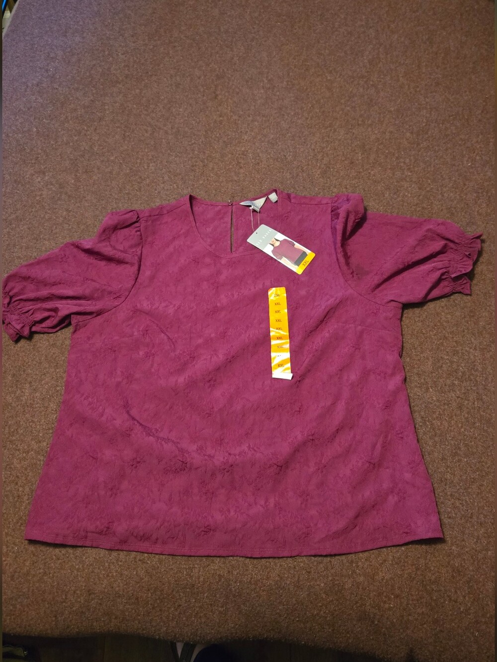 New! Ted Baker Textured Blouse XXL Color Says Purple Would Call It Berry Wine